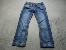 Rock Revival Jeans Mens 31 Blue Wash Distressed Leo Straight Denim picture
