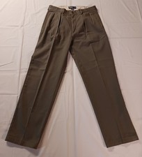 Vintage Polo Ralph Lauren Andrew Pleated Cotton Chinos In An Olive - Grey Color picture