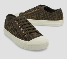 Fendi Domino Jacquard Low-Top Sneakers US 12 $750 New With Tags Made In Italy picture