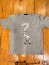 Vintage OriginalFake KAWS Question Mark Graphic T Shirt Gray Size 4 picture