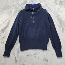 Vintage Holland America Line Sweater Women's Size L Blue Half Zip Cotton Knit picture