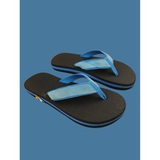 Vintage Foam Thong Sandals Mens 10 Blue Black 80s Deadstock NOS Flip Flop picture
