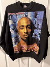 Vintage 90’s Tupac Shakur Rap Tee Crewneck Sweater Sz L 2pac picture