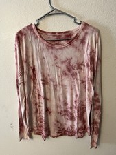 American Eagle AE Soft Sexy Pink Tie Dye Long Sleeve V-Neck ,Size L picture