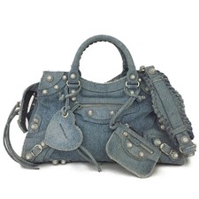 EGA BALENCIAGA Neo Cagole City Denim 2WAY Hand Bag Blue/7CB0017 picture