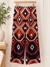Zara Geometric Print Wide Leg Palazzo Pants Multicolor M NWT picture