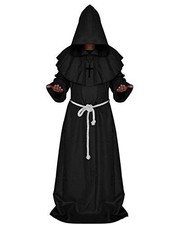 Friar Medieval Hooded Monk Renaissance Priest Robe Costume Cosplay picture
