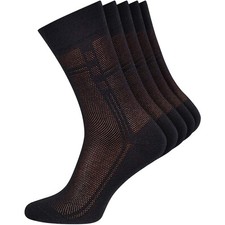 Duna Mens Black Dress Socks Ultra Thin Breathable Cotton Lightweight Socks 5 pcs picture