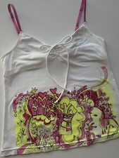 Vintage 2005 Victorias Secret PINK Graffiti Print Cami Tank Top White Size Large picture