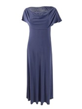 Patra Women's Double Drape Net Beaded Sleeveless Gown Dress (6, Slate) picture