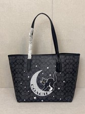 NEW City Tote In Signature Canvas With Halloween Graphic CW451 Charcoal Black picture