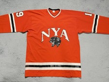 Vintage 1970s Champion NYA Killer Black Panther Hockey Mesh Jersey *DISTRESSED picture