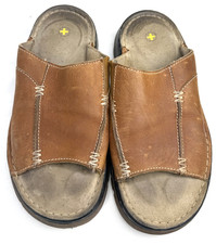Vintage Dr. Martens AW004 Fenton Brown Leather Slide Sandals Women 8 Men 7 EU 39 picture
