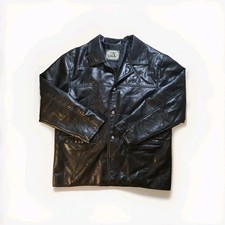 Vintage Giorgio Armani Collezioni Black Leather Jacket Blazer Made in Italy picture