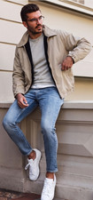 Vtg Clipper Mist Harrington Jacket 44 Reg Tan Faux Fur Lined 90s Gorpcore picture
