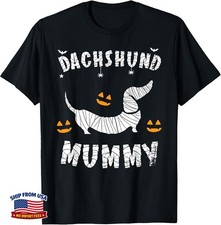 Halloween Dachshund T-Shirt Weenie Sausage Mummy Funny Dog Costume Gift picture