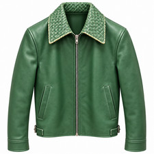 Men's Black Luxury Leather Jacket Exotic Crocodile Embossed Custom Made Jacket picture