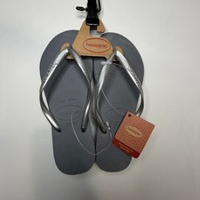 NWT Women's Gray Havaianas Flip Flops Size 9/10 picture