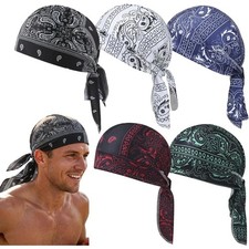 Elastic Motorcycle Wrap Biker Du Bandana Paisley Doo Rag Head Skull Cap Durag US picture