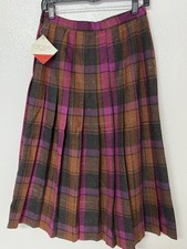 Vintage Albee California 1970-1980s Plaid High Waisted Long Skirt, Size 11/12 picture