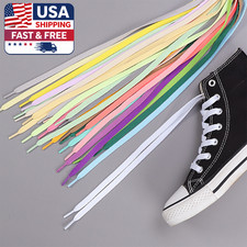Double Layer Flat Shoelaces Replacement for Sneakers Boots Athletic Shoes 47/55 picture