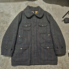 Vintage 1950s Woolrich Type 500 Black Plaid Mackinaw Hunting Jacket Size 42 picture