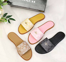 Women’s Logo Slide Sandals Lot of 4 Multicolor Straps Cuero Slip On 10 picture