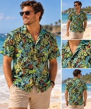 Edwards Men’s Medium Hawaiian Tropical Button-Up Beachwear Island Resort Tiki picture