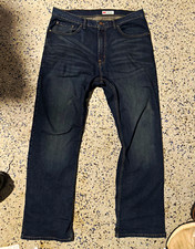 Wrangler Men's Denim Jeans Blue Relaxed Fit Bootcut 5-Pocket Button Logo picture