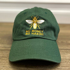 No Money No Habibi Sweet Rehab NY Green Bee Embroidered Pun Funny Baseball Cap picture