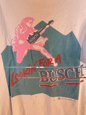 Lookin’ for A Busch 1989 Vintage T Shirt Size Large White Short Sleeve USA Made picture