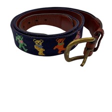 Smathers and Branson Grateful Dead Dancing Bears Needlepoint Belt Size 36 Navy picture
