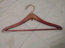 Vintage MCM Swan Wood Clothing Hanger with Brass Detail picture