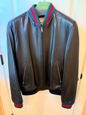 Men's Genuine Gucci Leather Jacket, US size 44, European Size 54, Pre-Owned picture