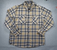 Dixxon Flannel Mens XLarge Beige Button Down Shirt Long Sleeve Plaid Delmo picture