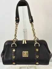 MCM Brown Leather Chain Shoulder Bag Gold Hardware Limited Rare Authentic picture