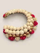 Indian Bridal Gajra Hair Garland – Artificial Jasmine Buds & Roses, Gold Beads picture