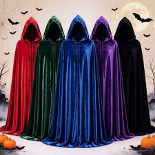 Halloween Hooded Velvet Cloak Cape Adult Unisex Witch Vampire Cosplay Costume picture