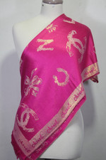 Auth Chanel Scarf Shawl Stole Wrap 65% Cashmere 35% Silk Pink Used picture