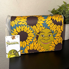 Loungefly Shrek Donkey Floral Crossbody Bag Gold Zip Adjustable Detachable Strap picture