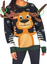 Adult Unisex Reindeer Ring Toss 3D Ugly Christmas Sweater Novelty Xmas Pullovers picture