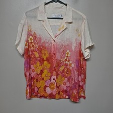 Jams World 50th Anniversary Sundaisy Pink Floral Rayon Camp Shirt USA L picture