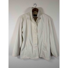 Cheneral Original Vintage Y2K Cream White Faux Leather Trench Jacket XL Boho picture