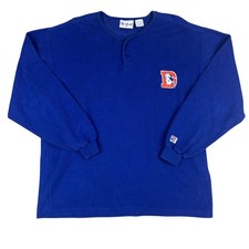 Vintage Denver Broncos The Game Henley Sweatshirt Blue Embroidered Logo Large picture