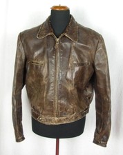 VINTAGE GERMAN AIR FORCE LW WL LUFTWAFFE LEATHER FLIGHT JACKET PRYM BUTTON picture