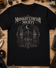 Midnight Cemetery Society T-Shirt Gothic Graveyard Walkers Black Club Tee XS-5XL picture