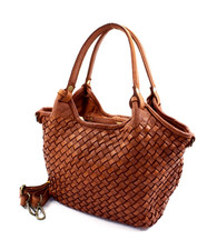 ITALIAN HAND WOVEN GENUINE WASHED LEATHER HANDBAG BAG PURSE - MADE IN ITALY picture