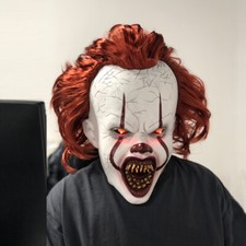LED Pennywise Mask 2019 It Chapter Two Cosplay Scary Halloween Joker Mask Props picture