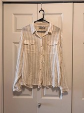 Chico's Vintage 100% Silk Striped Button-Down Blouse picture
