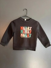 Size 6Y black sweater girls merry Christmas picture